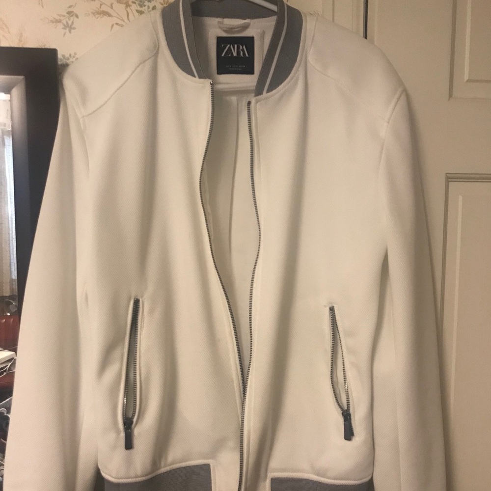 Zara white bomber jacket